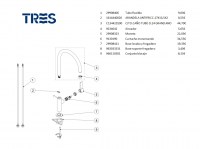 RECAMBIOS MONOMANDO COCINA VERTICAL CLASS TRES GRIFERIA